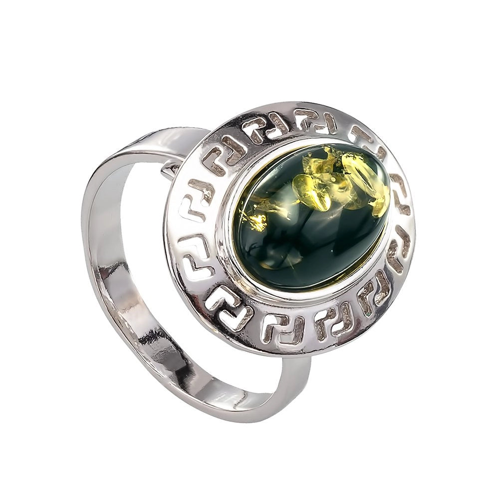 Adjustable Baltic Amber & Sterling Silver Ring – 4 Color Options