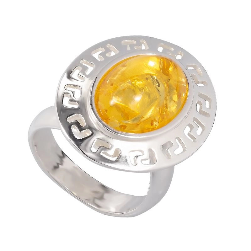 Adjustable Baltic Amber & Sterling Silver Ring – 4 Color Options