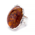 Women’s Natural Baltic Amber Statement Ring – Cognac Amber & Sterling Silver