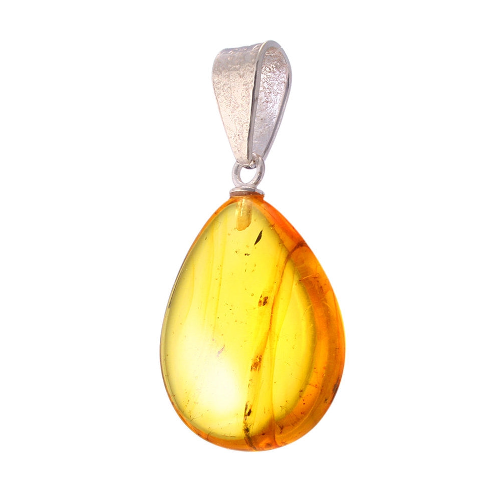 Natural Baltic Amber Insect Inclusion Pendant in Sterling Silver 925