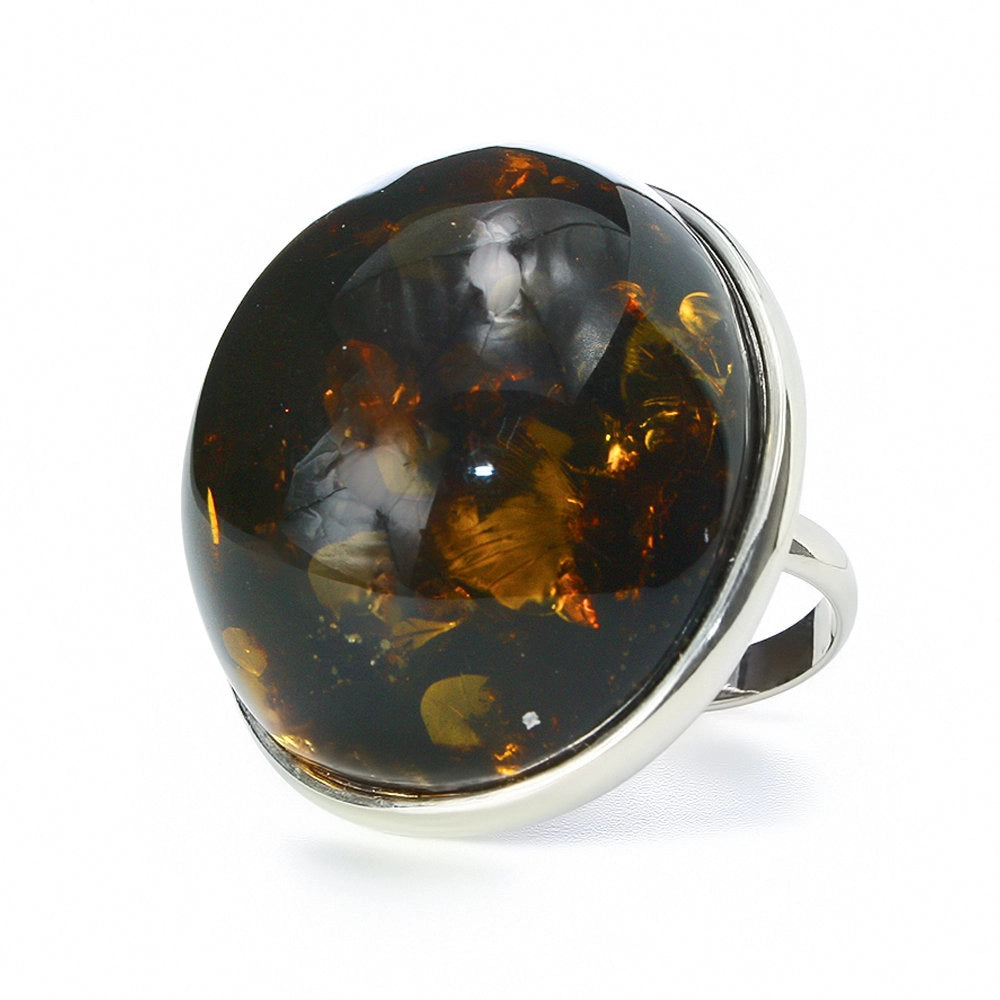 Natural Baltic Amber Statement Ring in 925 Sterling Silver – 14.10g